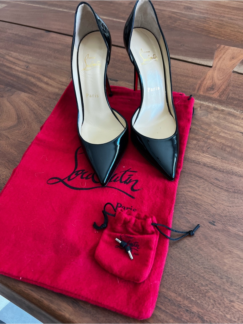 Christian Louboutin Black Patent Pointed-Toe Pumps